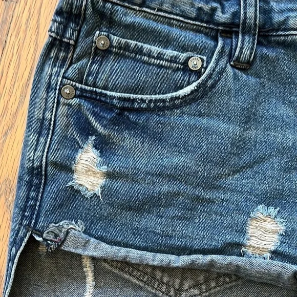 FREE PEOPLE | Blue cutoff distressed jean shorts - Picture 2 of 5